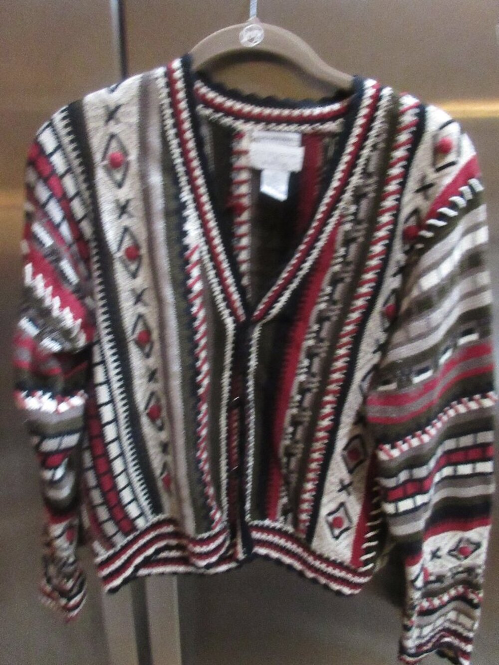 vintage christopher & banks hand embroidered knit cardigan m crop